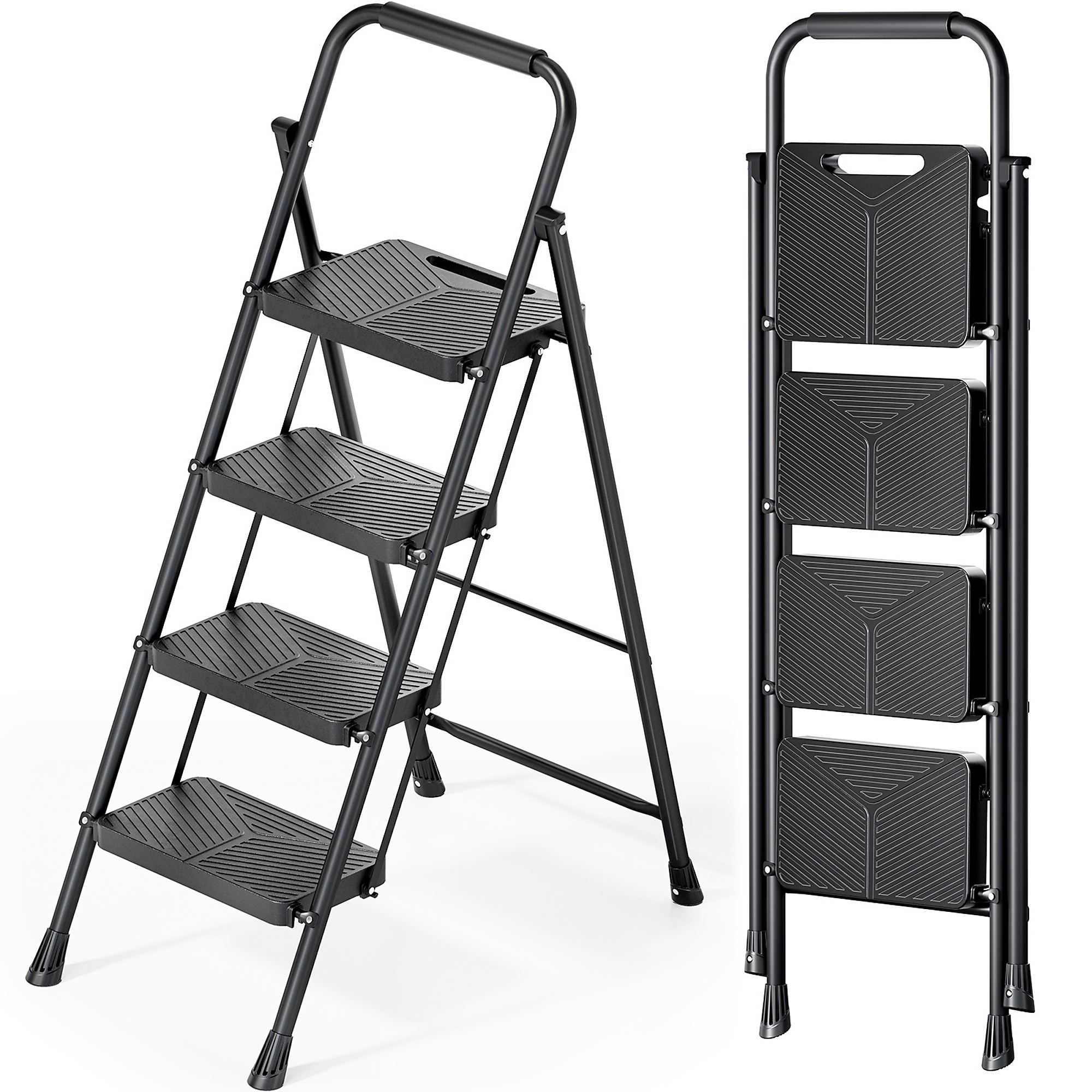 4 ft. Metal Lightweight Step Ladder (9 ft. Reach) with Anti-slip Pedals, 500 lbs. Load Capacity Type IAA Duty Rating